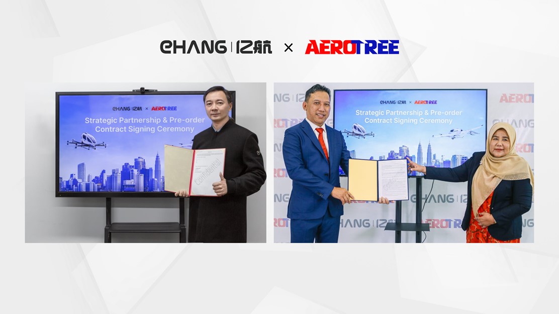 EHang Receives Pre-order for 60 Units of Passenger-grade AAVs from AEROTREE, Malaysia’s Leading Aviation Company, under Strategic Partnership
