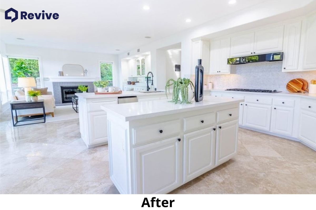 After photo of a kitchen remodel by Revive Real Estate (revive.realestate), a leading presale home renovation company.