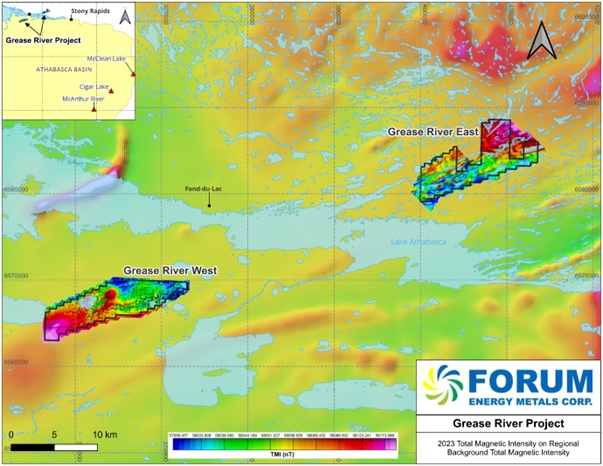 Total Magnetic Intensity of Grease River Project claim blocks