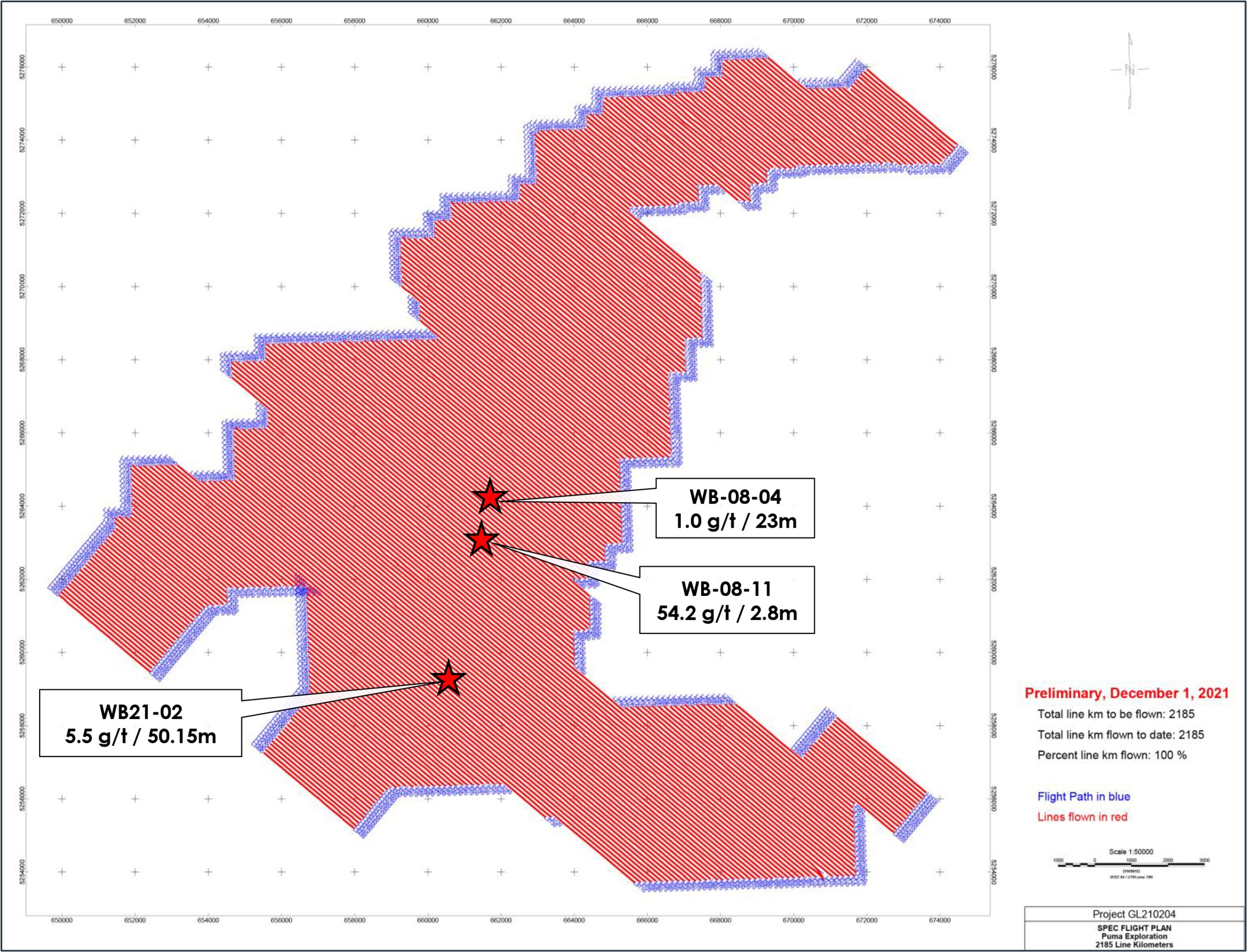 Figure 2: Detailed Flight Path for the Entire Williams Brook Heliborne Geophysical Survey