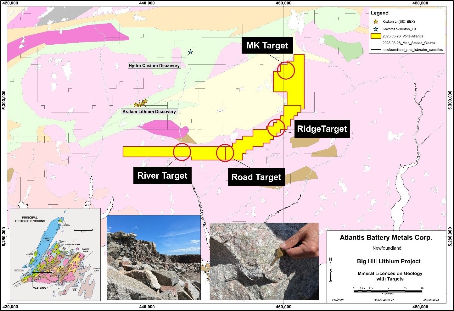 Image 2: Priority Target Areas, Big Hill Lithium Project, Newfoundland, Canada