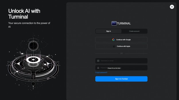 Turminal.ai desktop login alpha