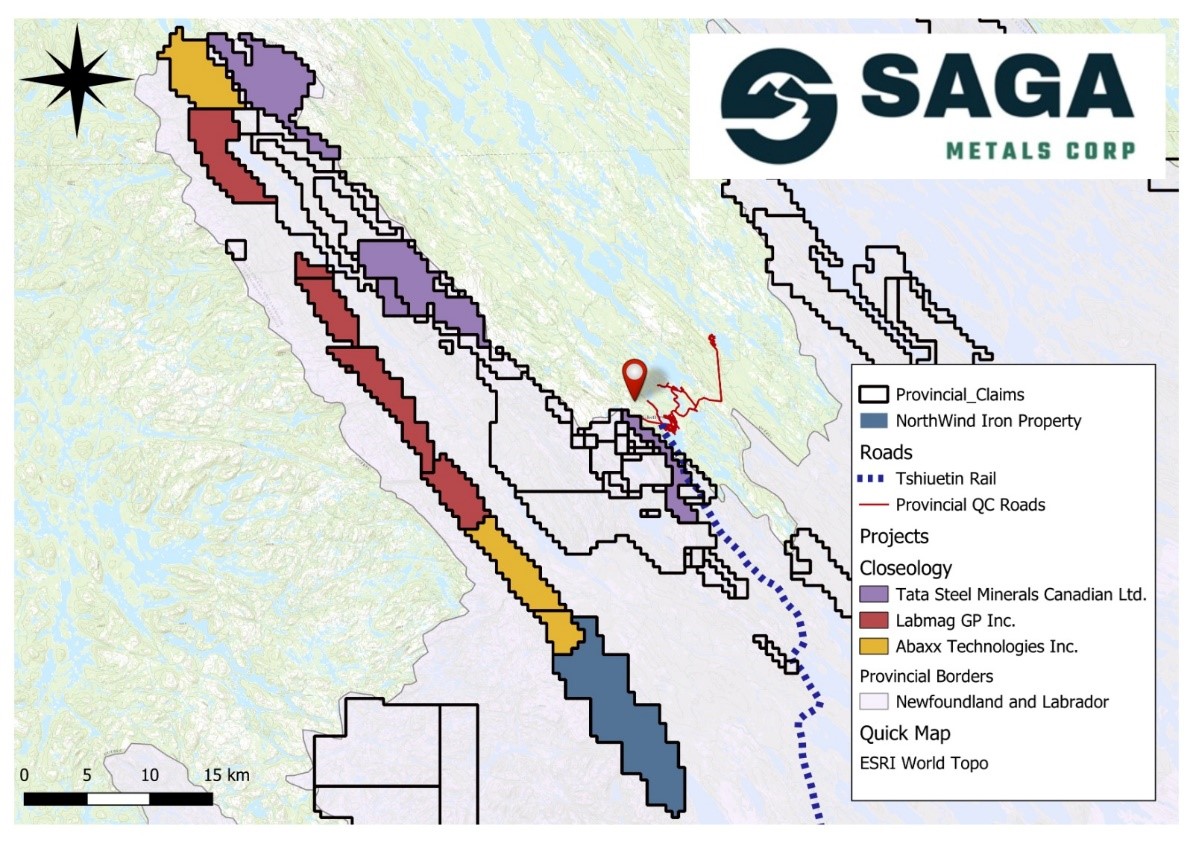 Regional map of the North Wind Iron Ore Project in Labrador, Canada