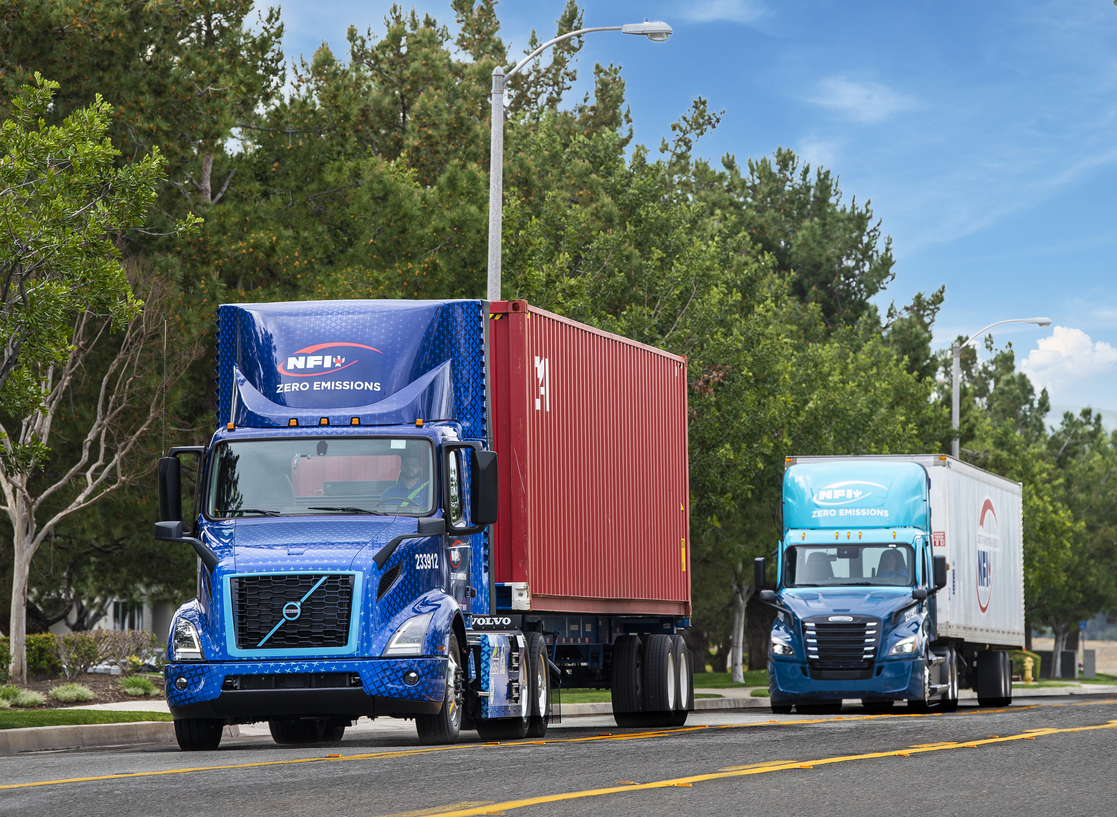 NFI will deploy and operate 30 electric Freightliner eCascadia and 20 Volvo VNR Electric trucks from its Ontario warehouse facility to support its dedicated port drayage services.