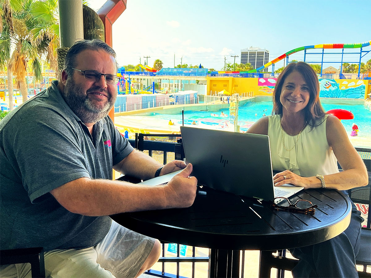 Julie Meets with Daytona Lagoon General Manager to Finalize Summer Promotions in Daytona Beach, FL.
