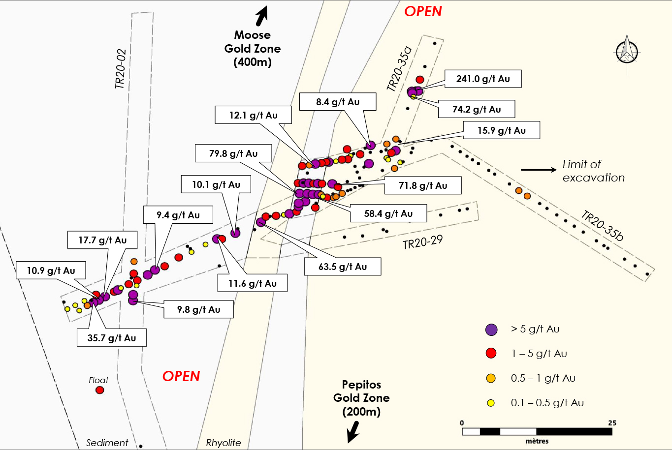 Figure 3: The Lynx Gold Zone Trenches Results