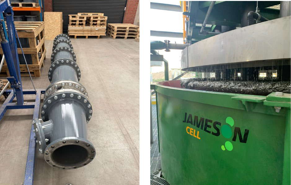 Figure 7: Aachen ® Reactor ready for shipment and Vendor Testwork Flotation Cells 