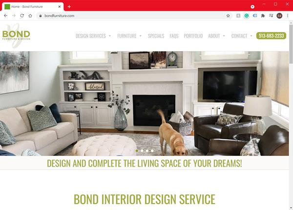 Bond Furniture Website Screenshot – Homepage