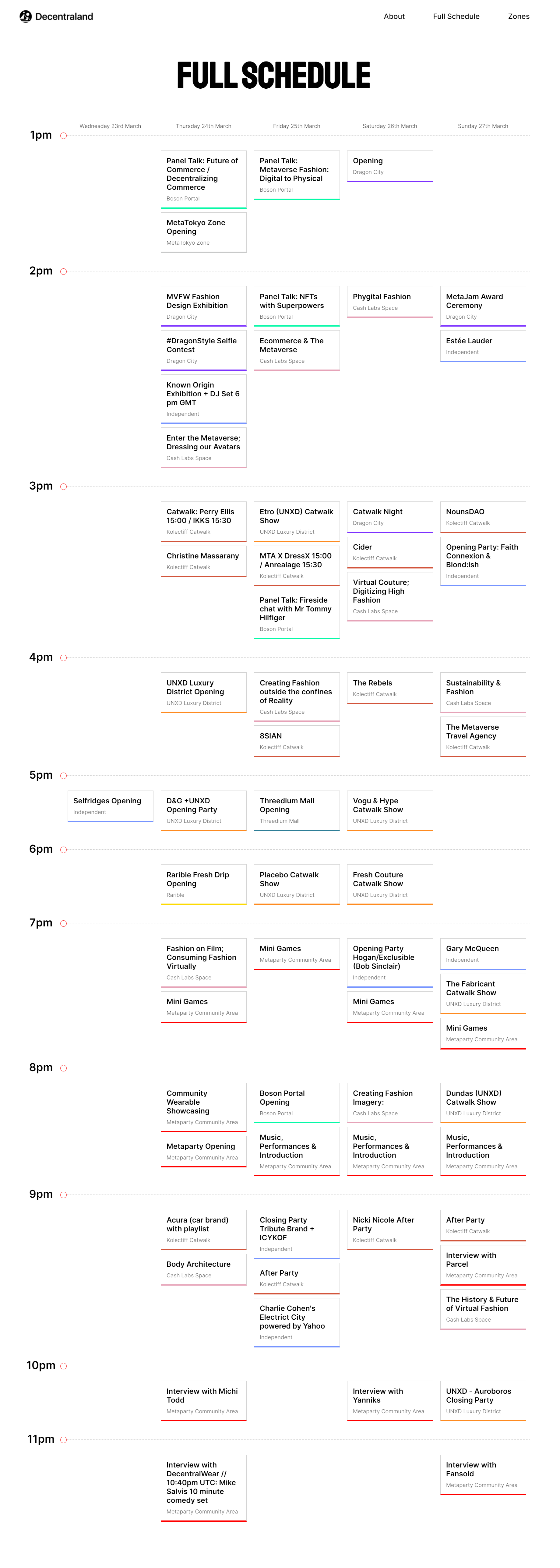 Decentraland MVFW Lineup