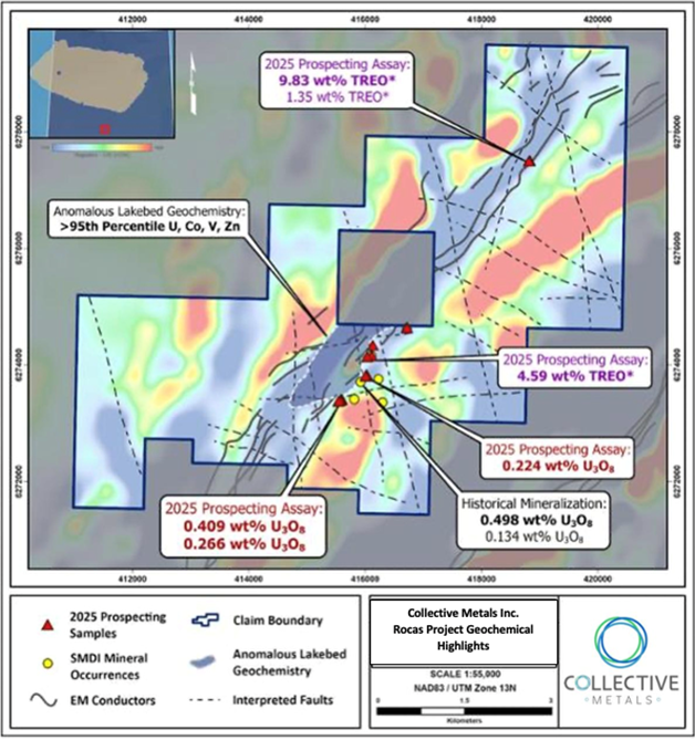 Geochemical Highlights from the 2025 Prospecting Program at the Rocas Project.