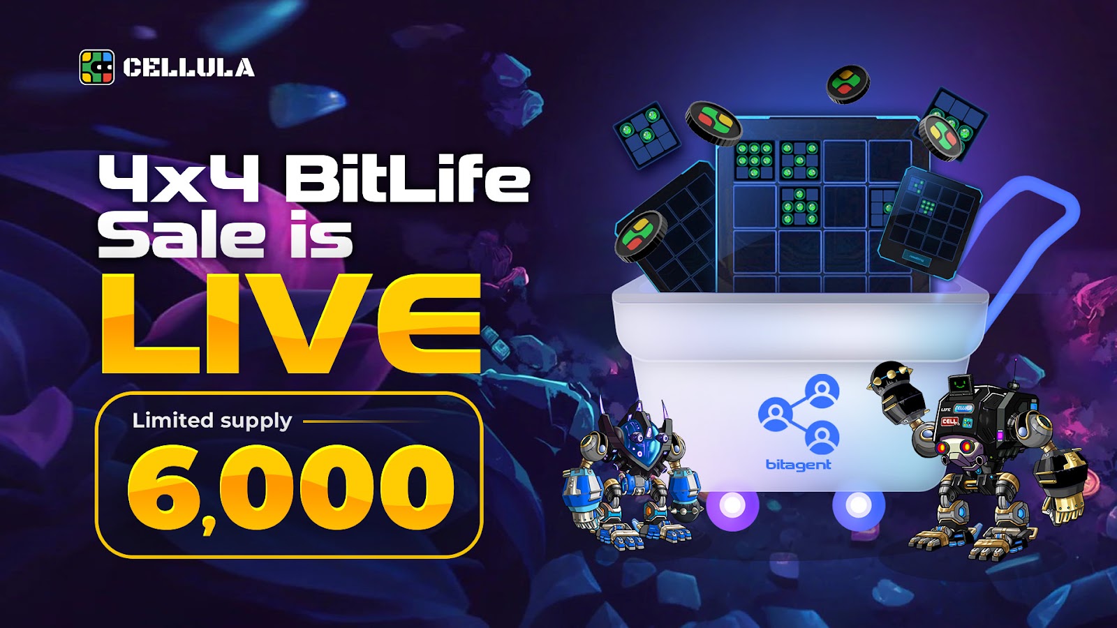 Cellula's 4x4 BitLife High-Yield Virtual Mining Machine