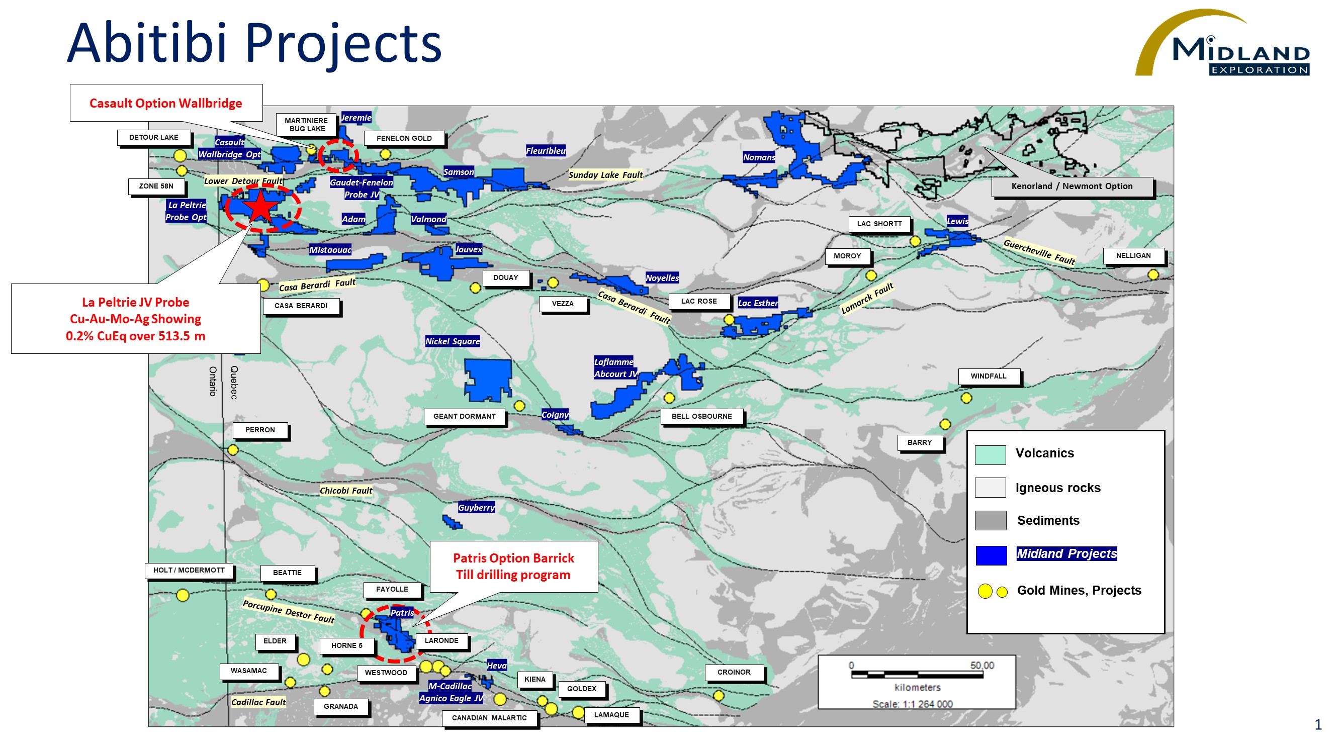 Figure 1 Midland Overview of its 2025 Follow-Up Exploration Activities