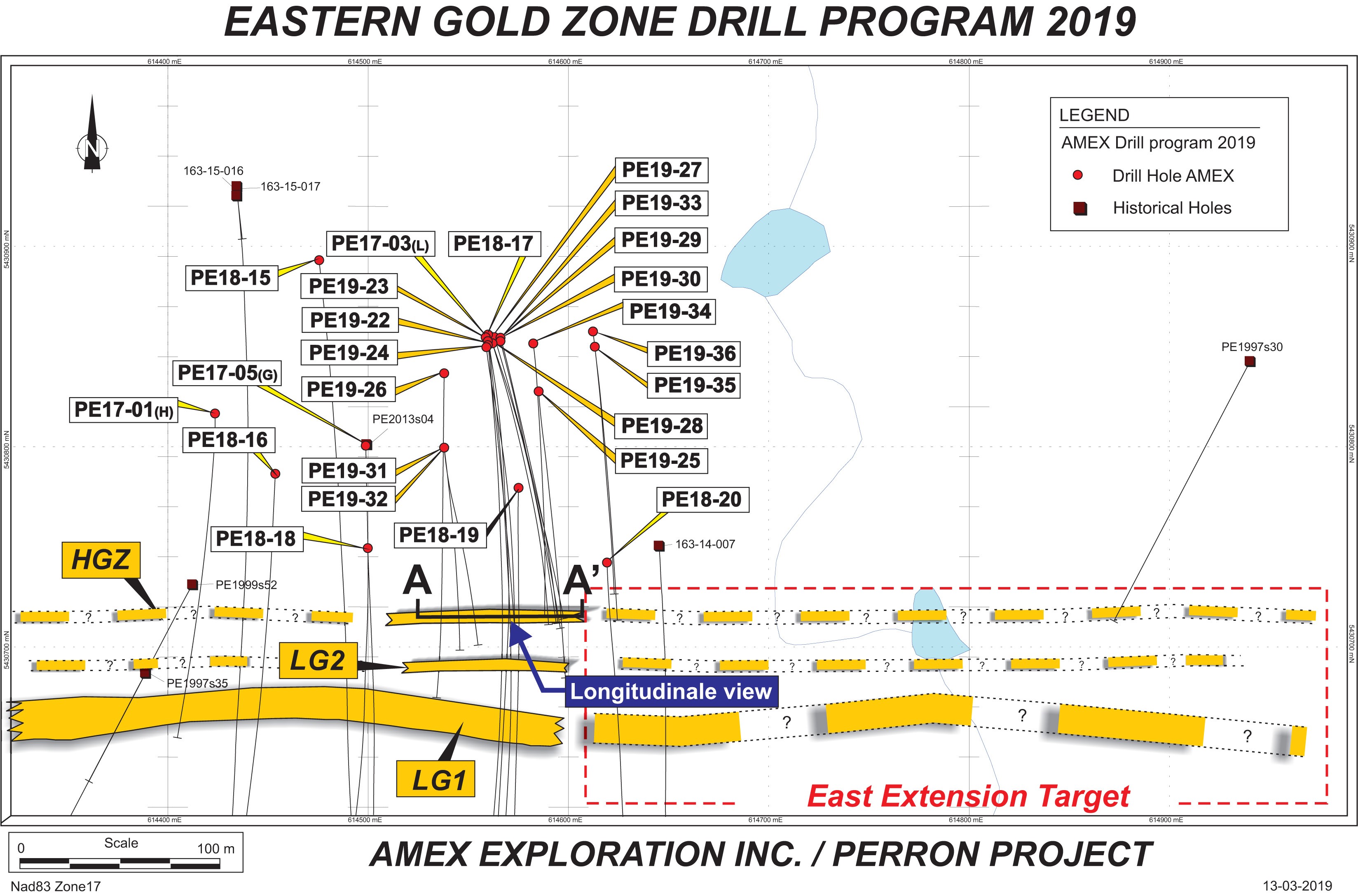 Figure 1: Plan Map of Drilled Hole Locations