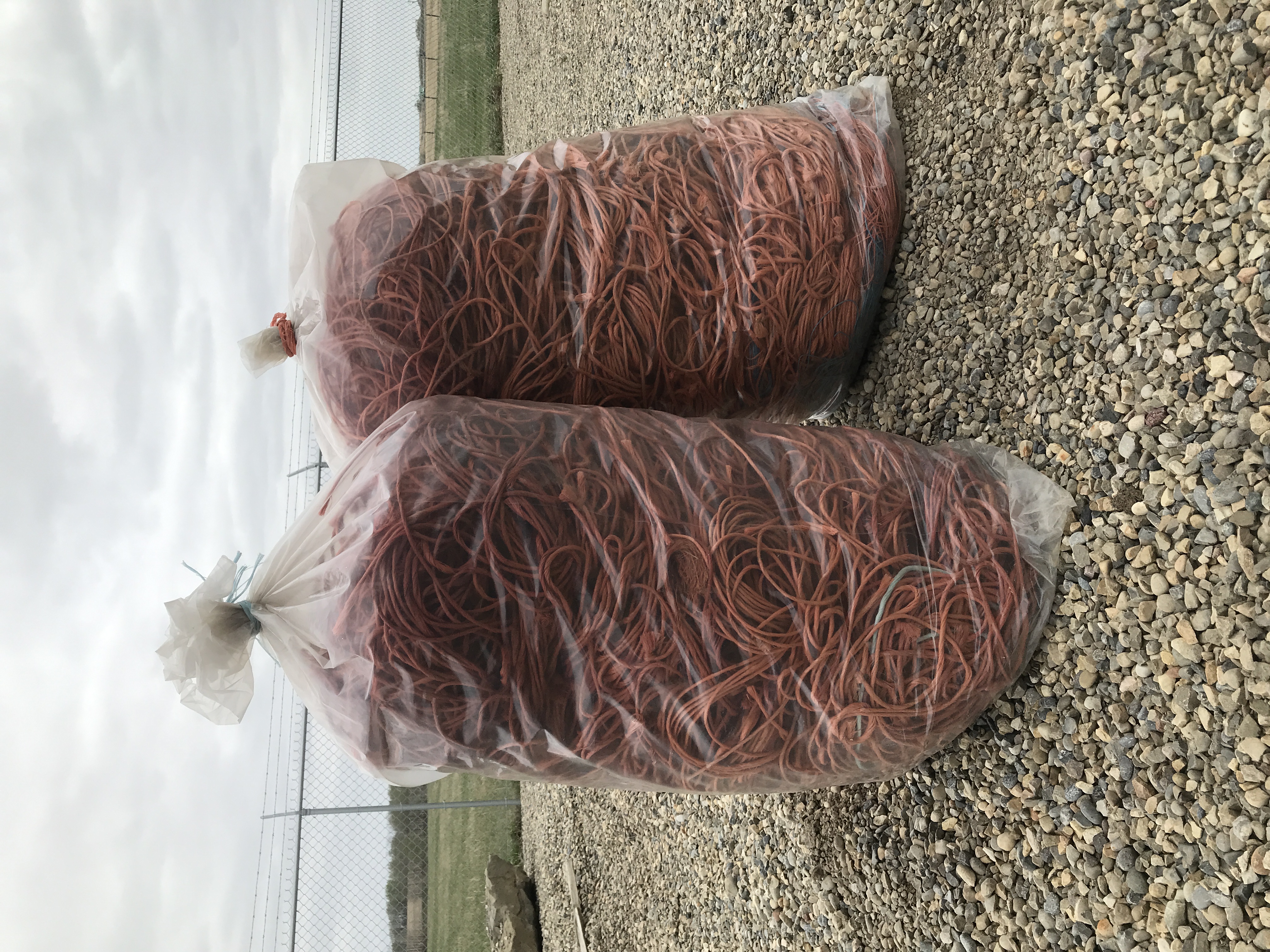 Twine in Cleanfarms ag collection bags ready for recycling