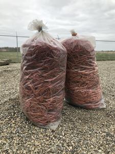 Twine in Cleanfarms ag collection bags ready for recycling