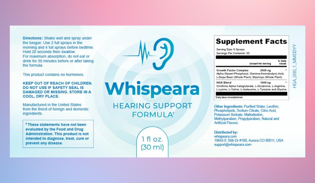 Whispeara - Supplement Facts