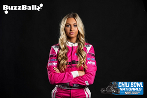 Taylor Reimer in Her Pink BuzzBallz Racing Suit
