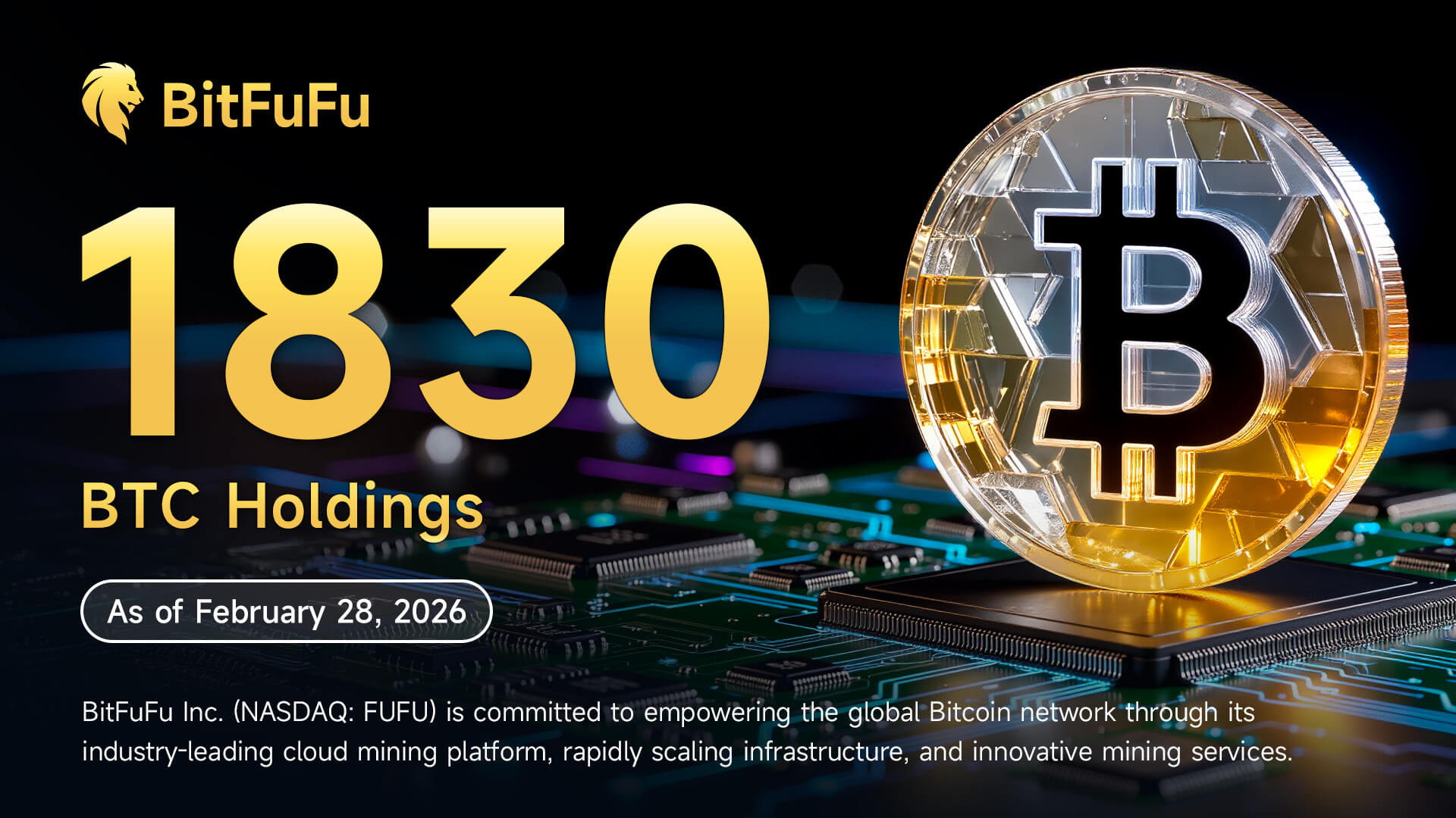 BitFuFu Announces February 2026 Bitcoin Production and Operational Updates