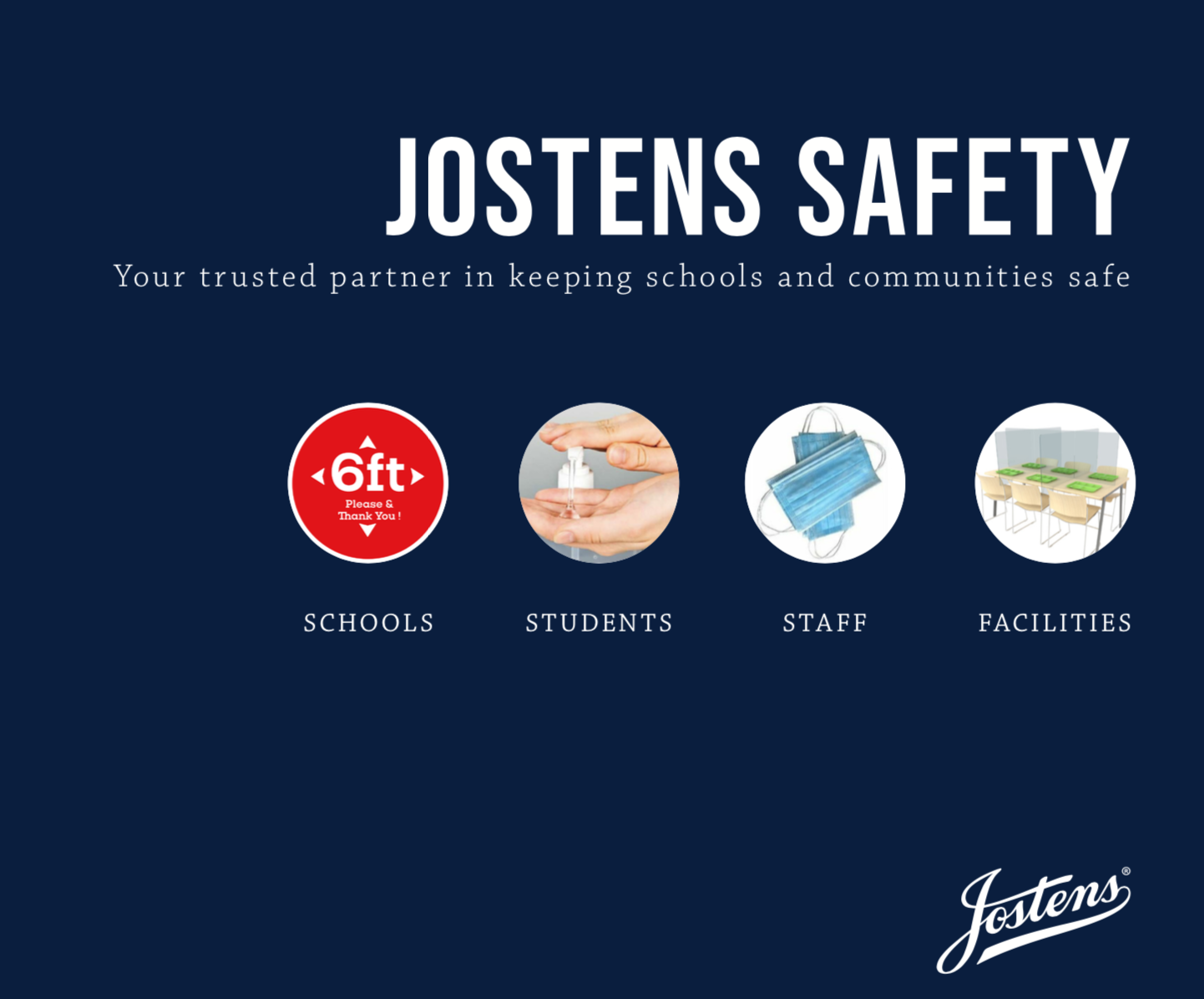 Jostens new line of environmental and personal safety products is available at https://safety.jostens.com