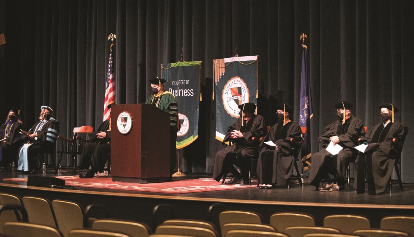 In accordance with CDC guidelines, all guests, presenters and graduating students will need to wear masks at Husson University's 2021 Commencement ceremonies. The Commencement ceremonies will be outdoors at the Dr. John W. Winkin Sports Complex on May 8, 2021. At 10 a.m., there will be a Commencement ceremony for students who have completed master’s degrees, doctoral degrees and/or graduate certificates. Later that day, at 2 p.m., there will be a Commencement ceremony for all undergraduate students. 