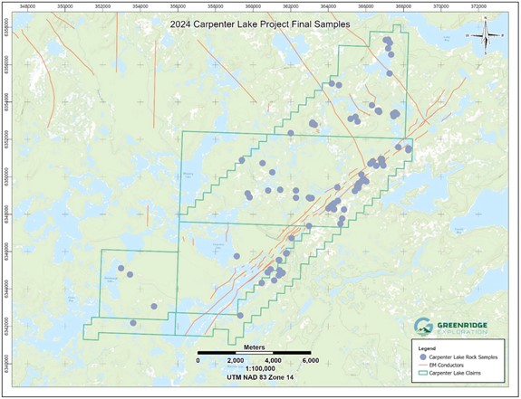 2024 Program sample locations on the Carpenter Lake