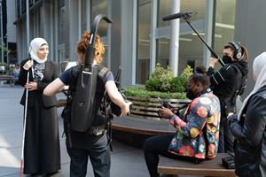 Queen Collective Director Jenn Shaw with an all-female crew shooting the honoree film for U.S. Special Advisor on International Disability Rights Sara Minkara