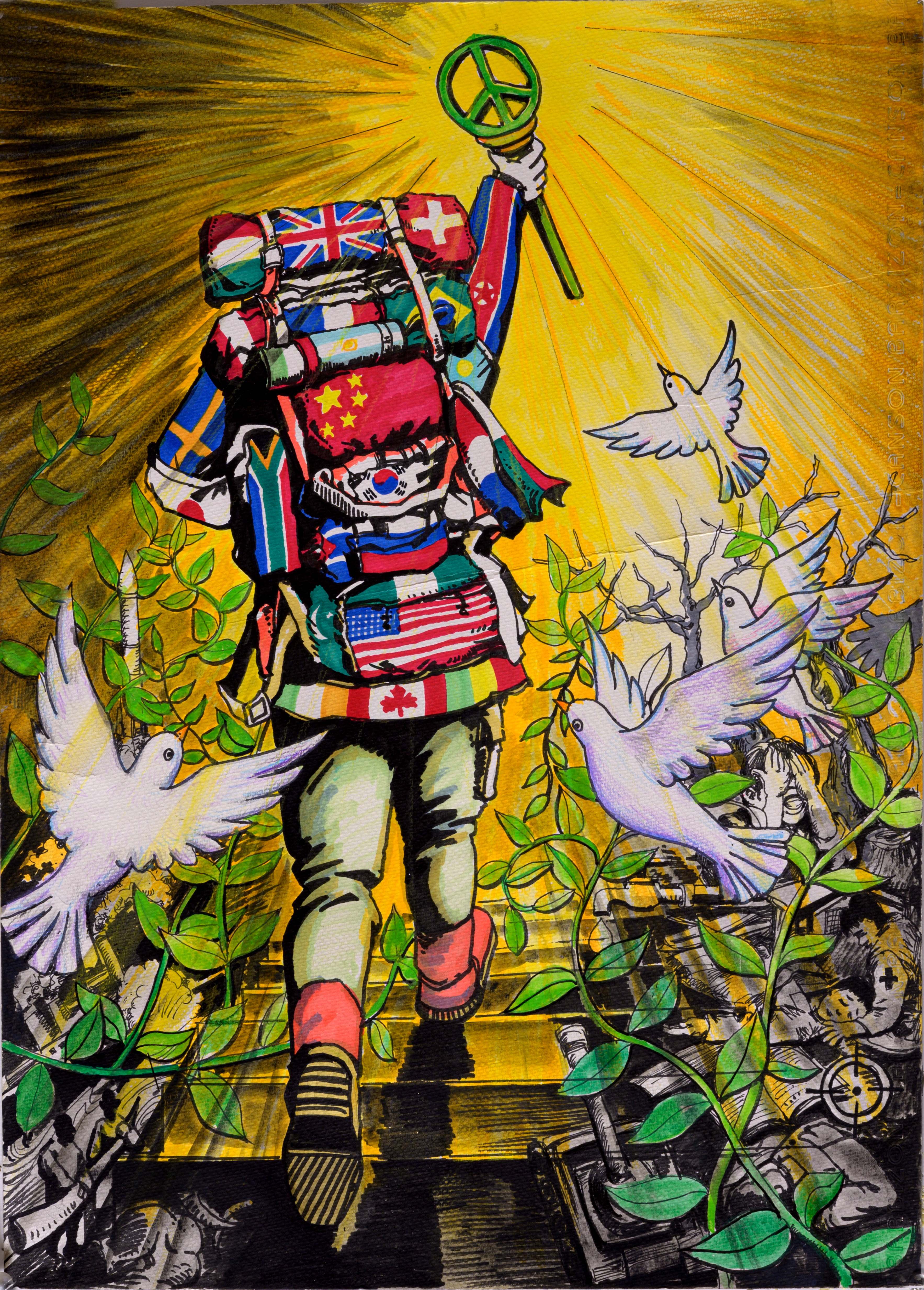 Zhuo Zhang, a 13-year-old boy from Xi’an, China, has a vision of what peace looks like. Zhang brought that vision to life through his art, earning him the grand prize in the Lions Clubs International Peace Poster Contest.