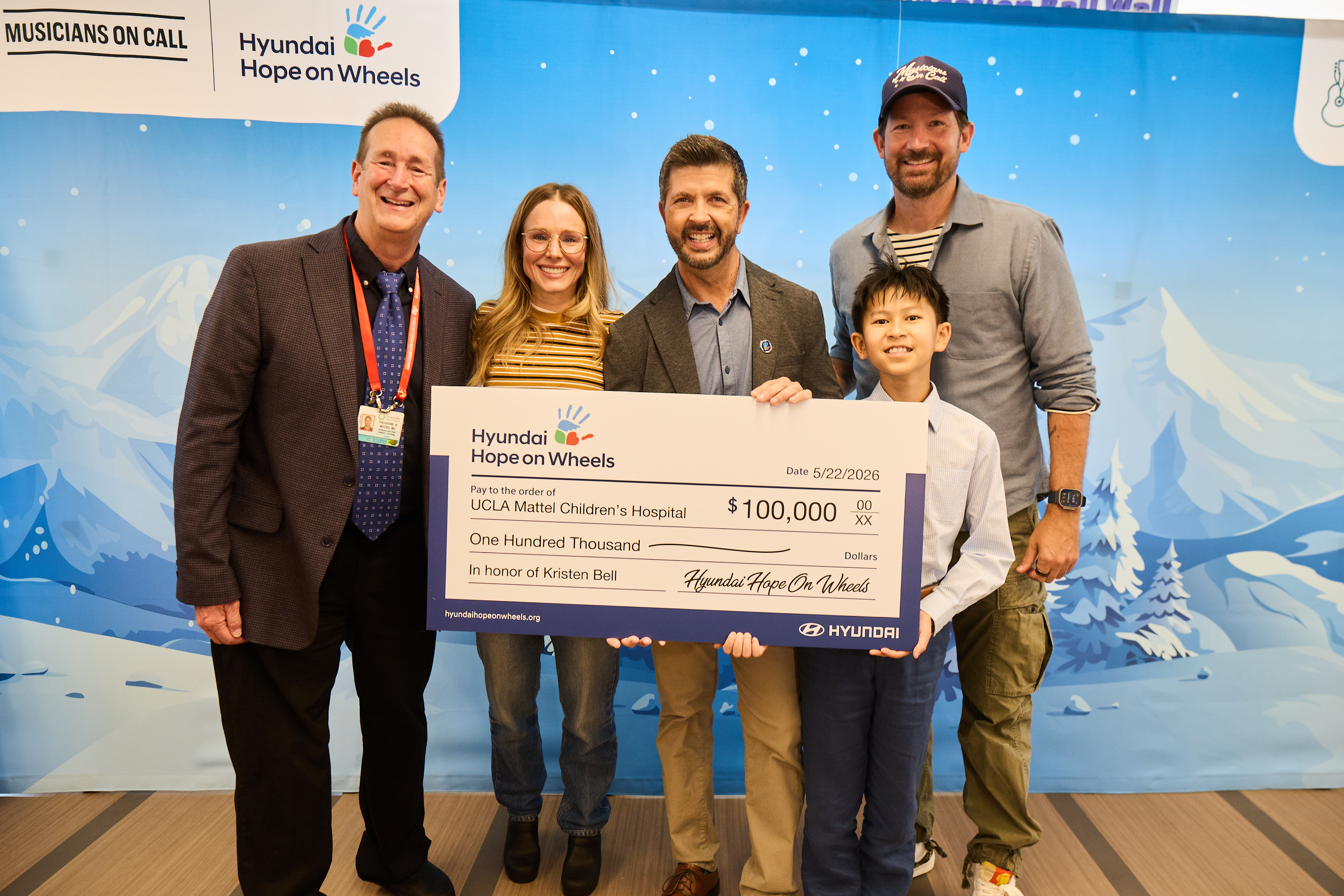Hyundai Hope on Wheels, Musicians On Call and Kristen Bell presented UCLA Mattel Children's Hospital with its $100,000 Impact Award, which supports innovative pediatric research to improve outcomes for children facing cancer.