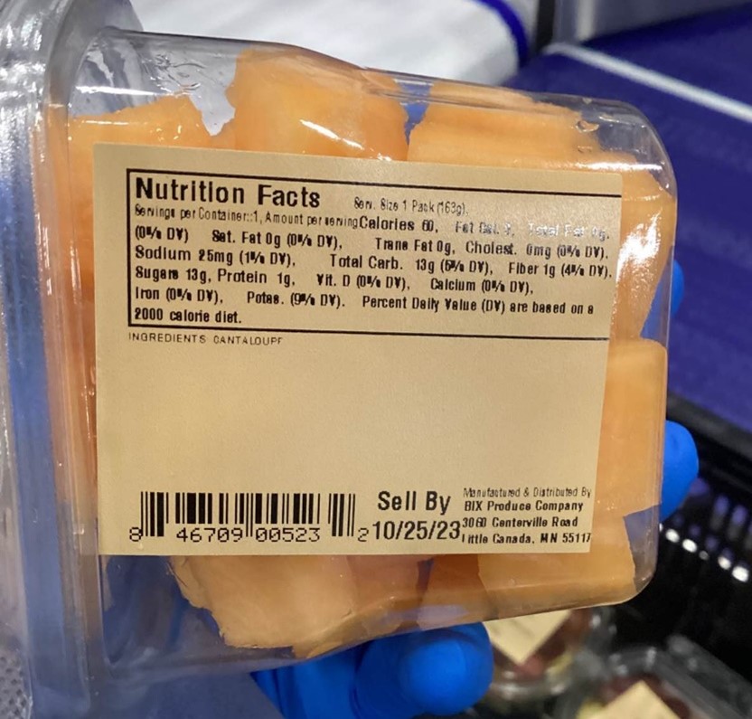 Packaging Label of Recalled Items