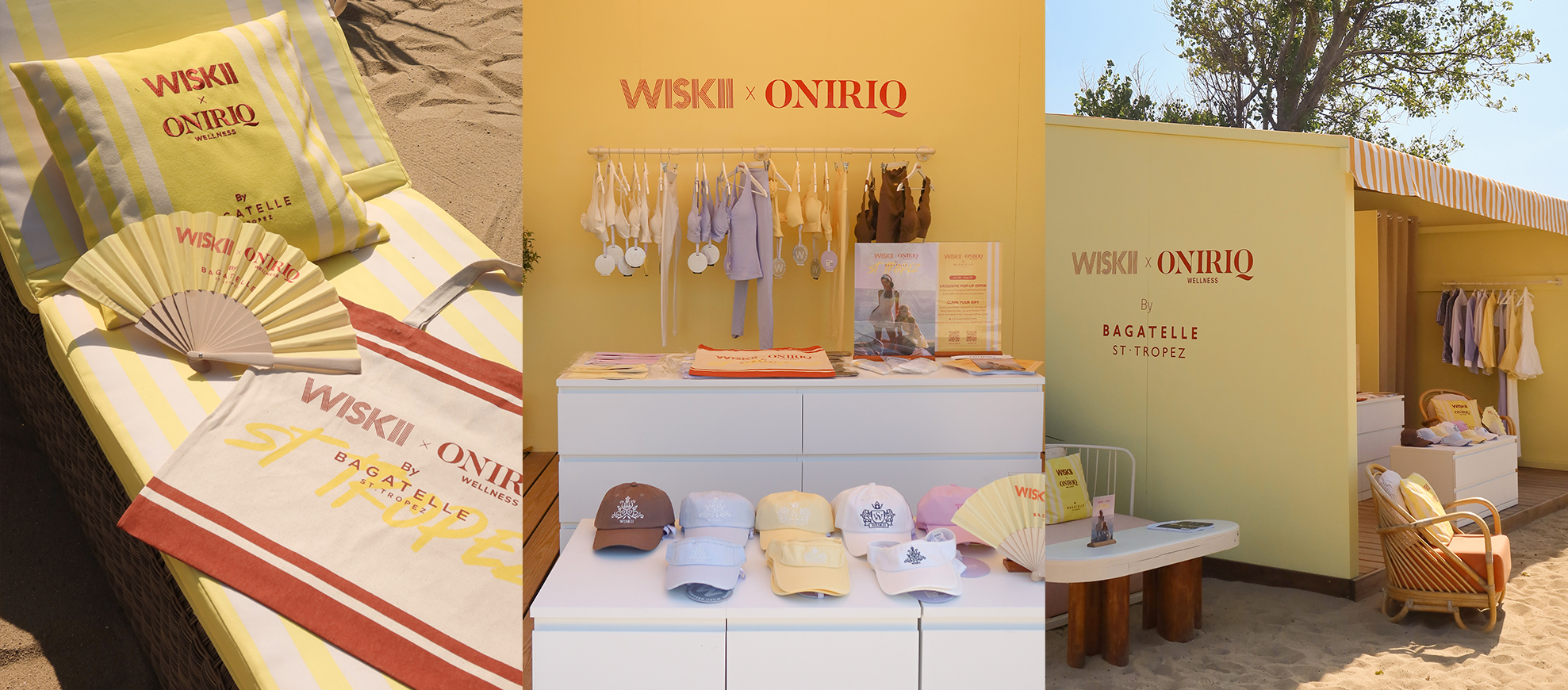 Model wearing WISKII Riviera Edit activewear on the Saint-Tropez seaside, studio-to-street look