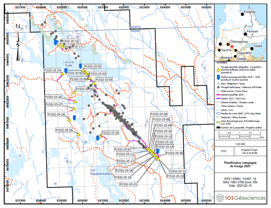Location of 2025 drill holes