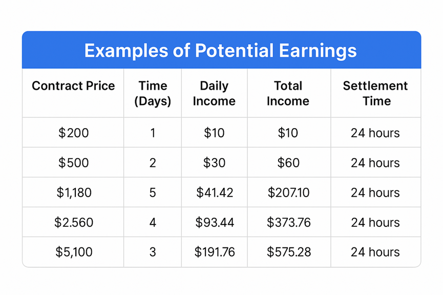 Illustrative potential earnings based on contract details