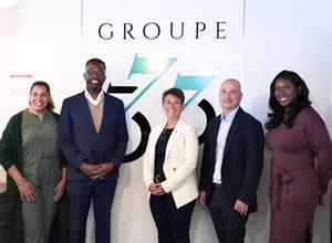 From left to right in the photo: Stéphanie Raymond-Bougie, Director of Partnerships and Community Management, Groupe 3737, Louis-Edgar Jean-Francois, Chairman and CEO, Groupe 3737, Rania Llewellyn, President and Chief Executive Officer, Laurentian Bank, Éric Provost, Executive Vice President, Head of Commercial Banking and President, Quebec Market, Laurentian Bank and Maudeleine Myrthil, Entrepreneurship Director, Groupe 3737.