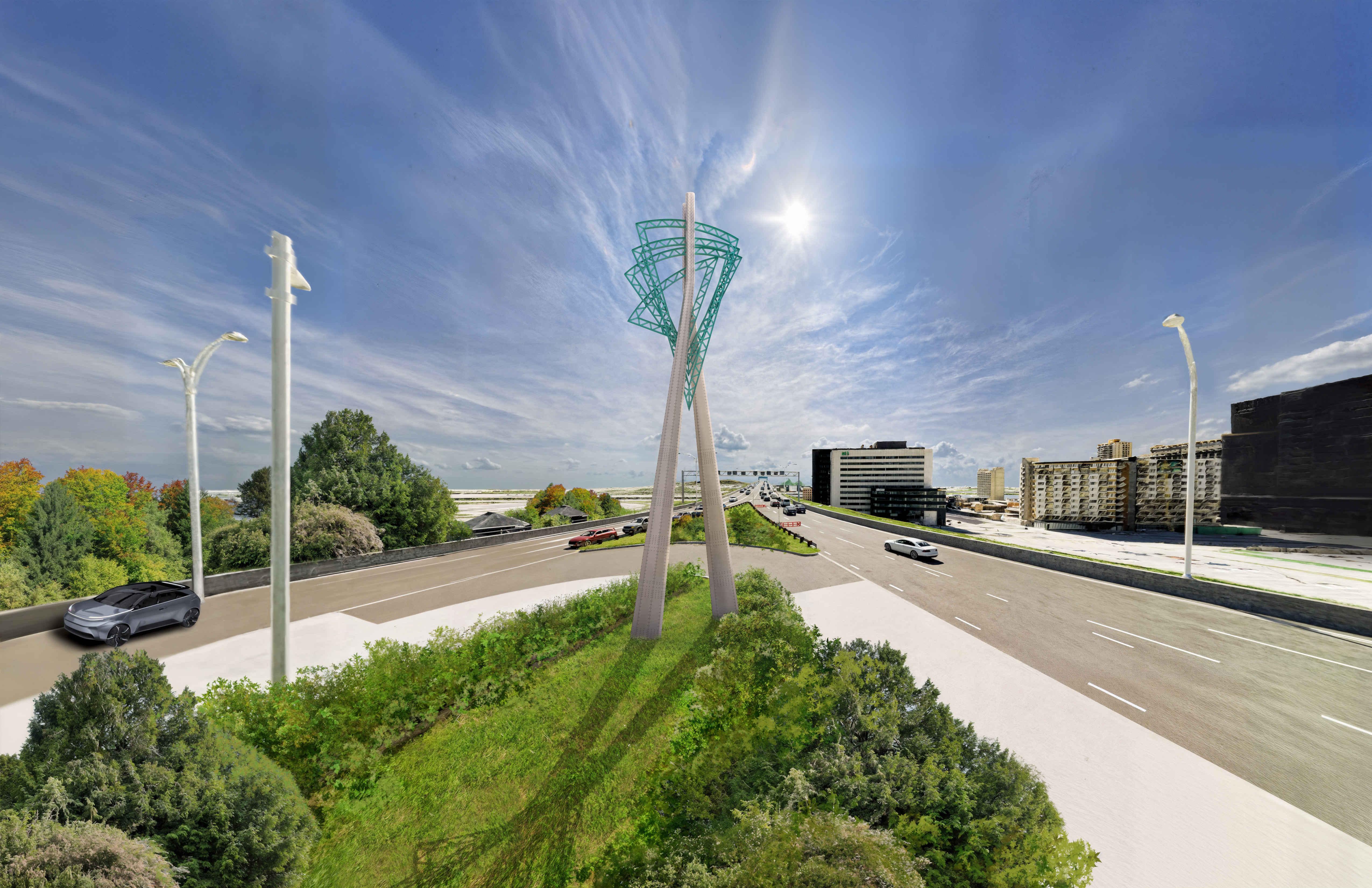 The new public artwork at the South Shore entrance to the Jacques Cartier Bridge will be created by Karole Biron