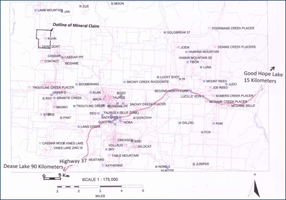 Kuhn and Dead Goat mineral claims in the Cassiar mining district Northwestern BC