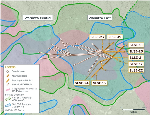 Figure 1 – Plan View of Warintza East Drilling Released to Date