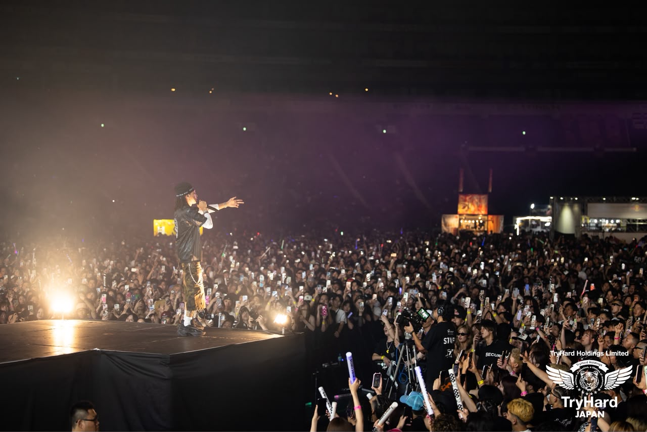 Japan leading hip-hop artist ¥ellow Bucks performing at SBI MUSIC CIRCUS FUKUOKA -Beat Drop- 2026 at Mizuho PayPay Dome.