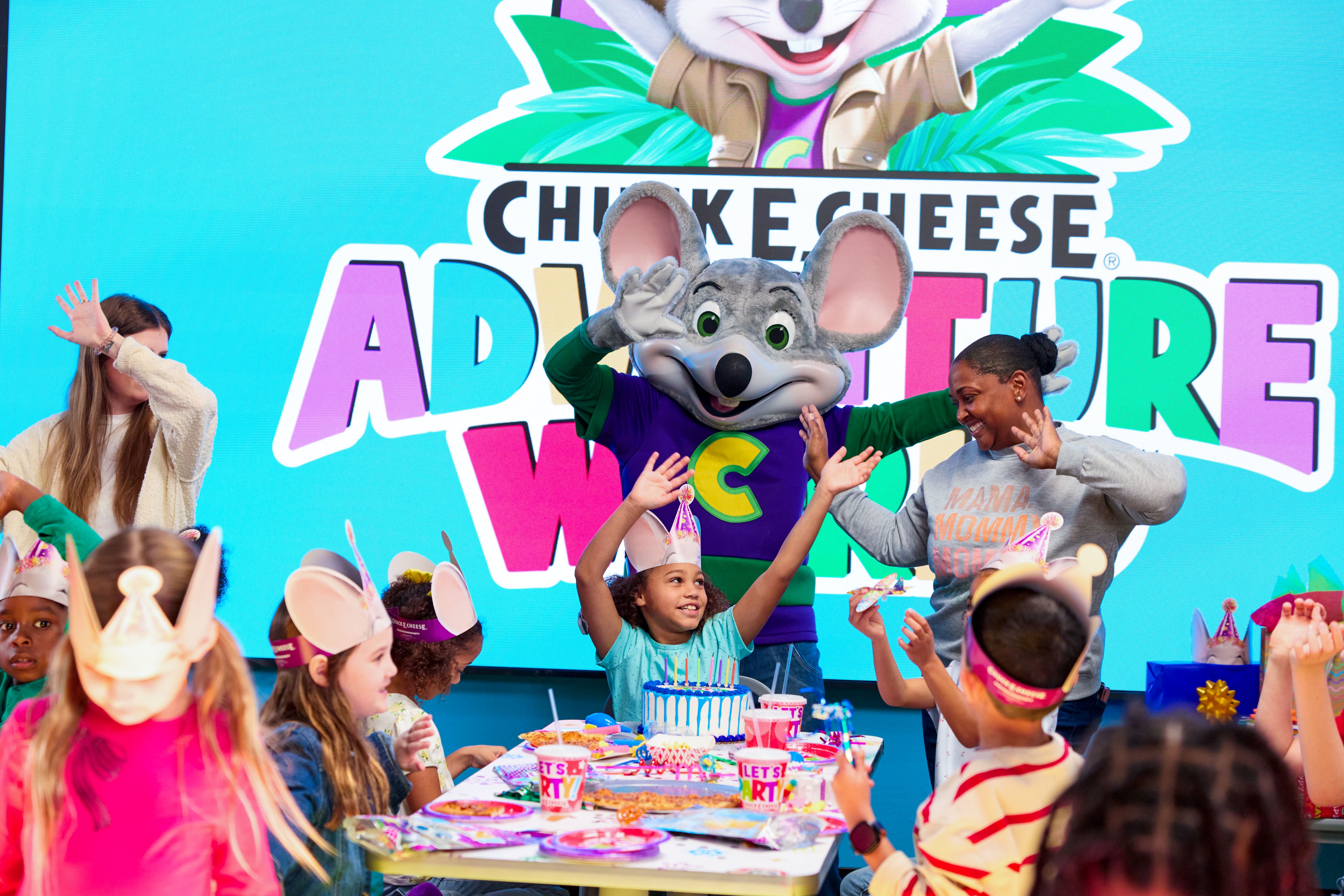 AW Chuck E Bday – Chuck E. Cheese Adventure World will feature epic birthday parties in a massive indoor playground