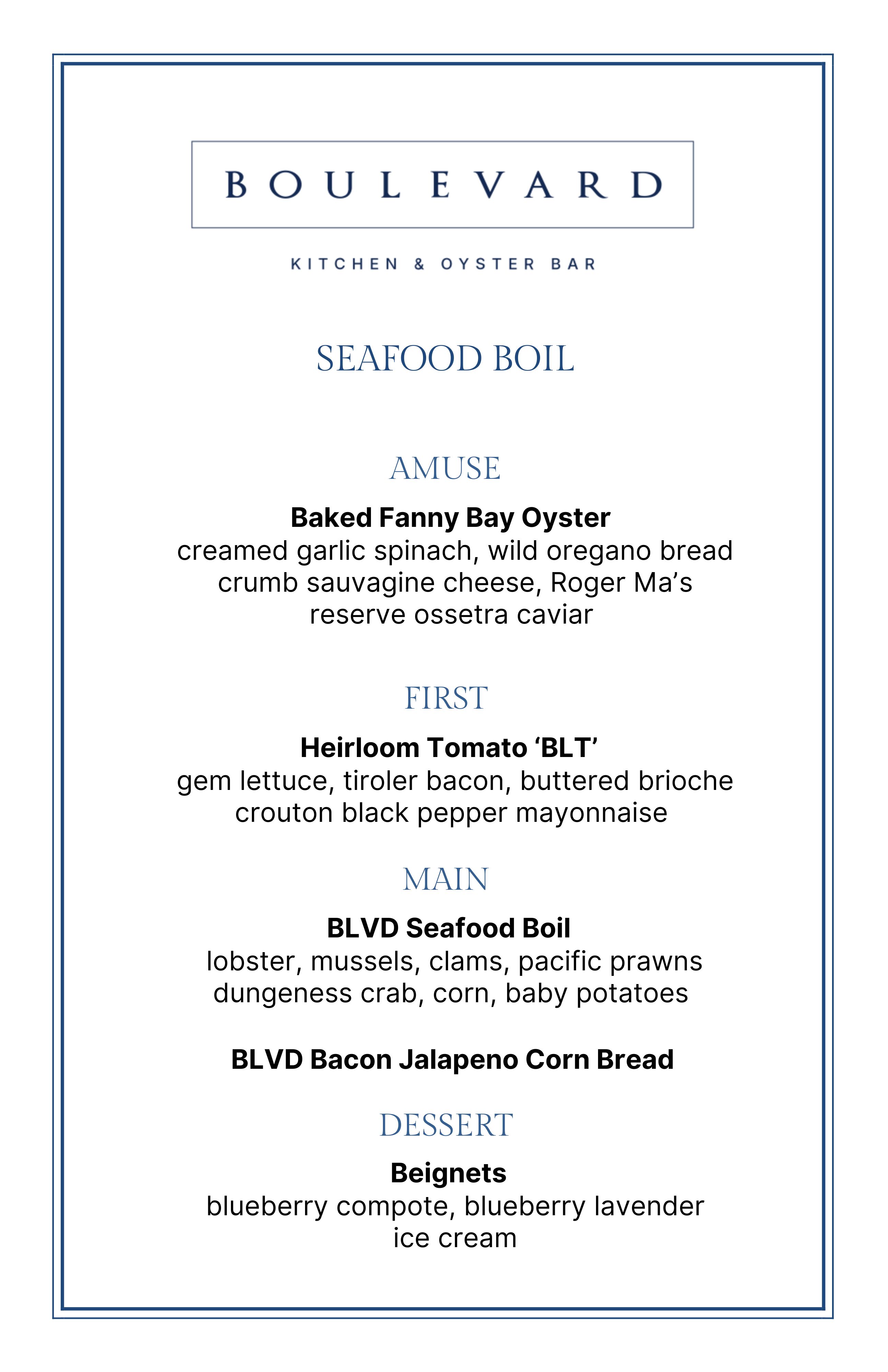 2025 Seafood Boil Menu - Boulevard Kitchen & Oyster Bar