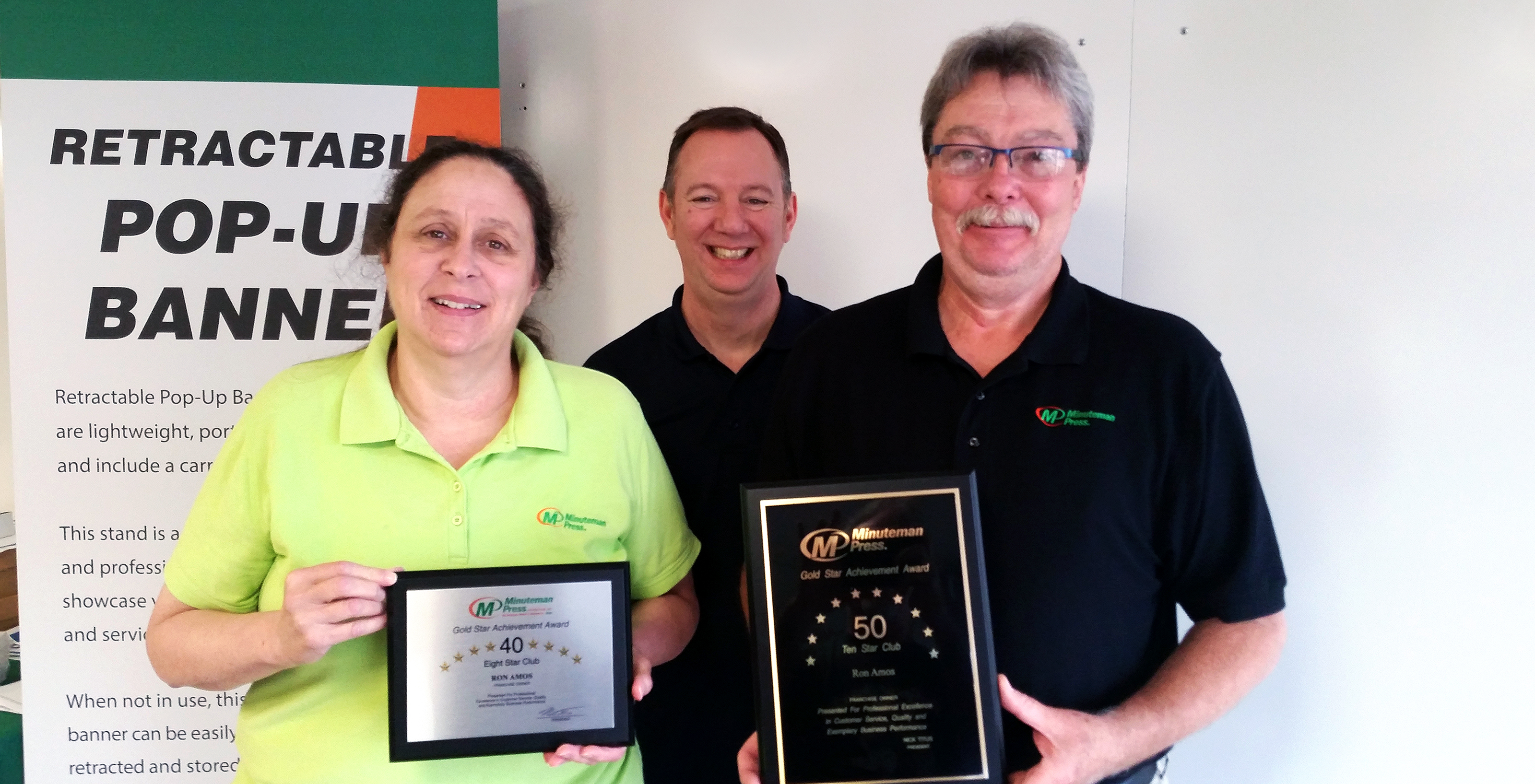 Meet the Team of Minuteman Press, Springdale, Arkansas – L-R: Ginny Amos, Kurt Baserman and Ron Amos.