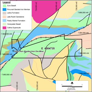 Figure 1: 1:500k Geology of the Strelley Gorge project