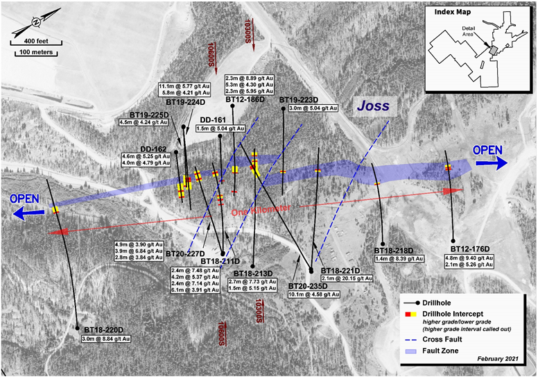 Figure 1: Plan View of the High-Grade Underground Target at Beartrack-Arnett