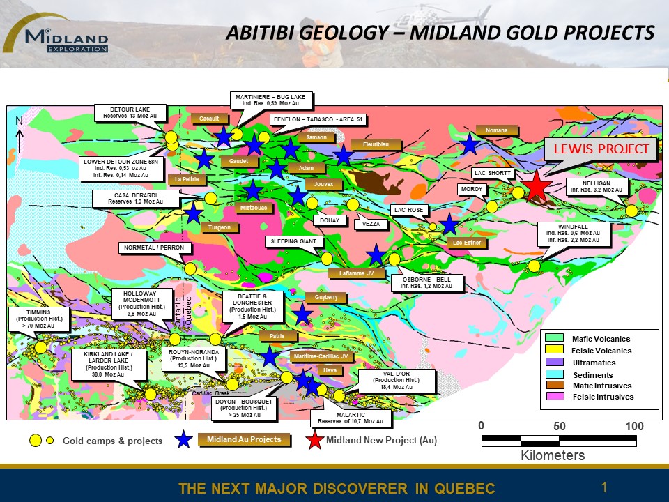 Figure 1 Midland Abitibi Projects