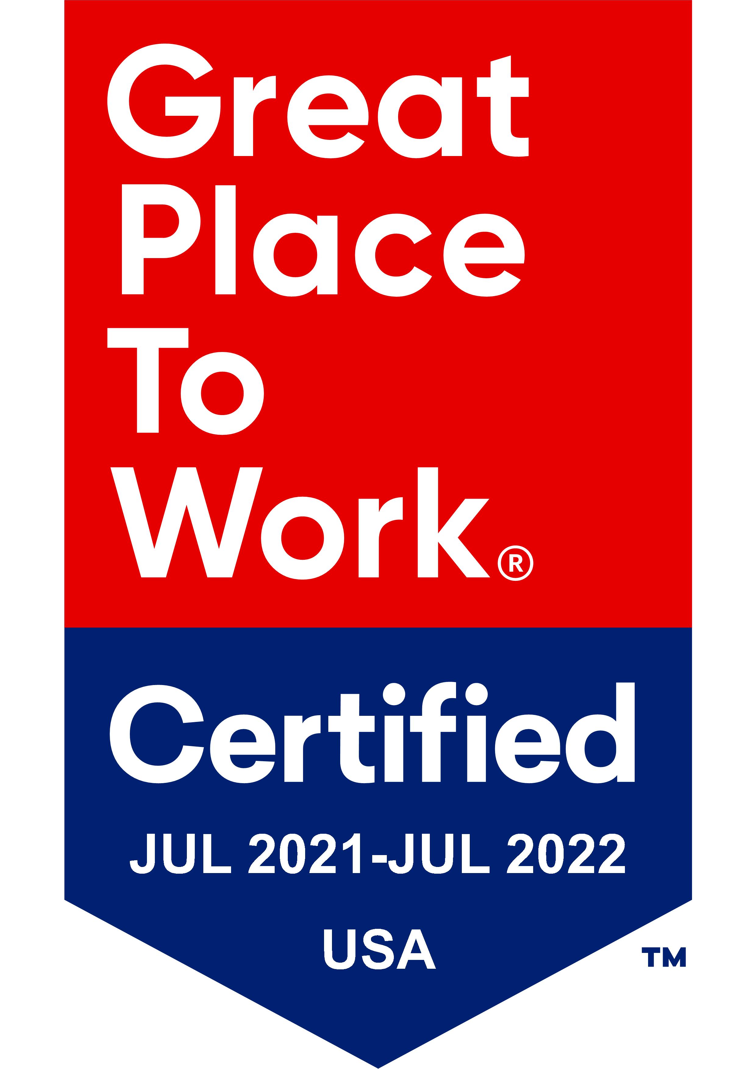 Great Place to Work US Certification Badge