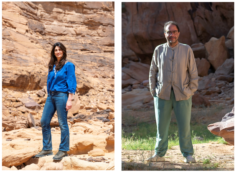 From Right to Left: Maya El Khalil, Desert X AlUla 2024 co-curator and Marcello Dantas, Desert X AlUla 2024 co-curator, Courtesy of the Royal Commission for AlUla.