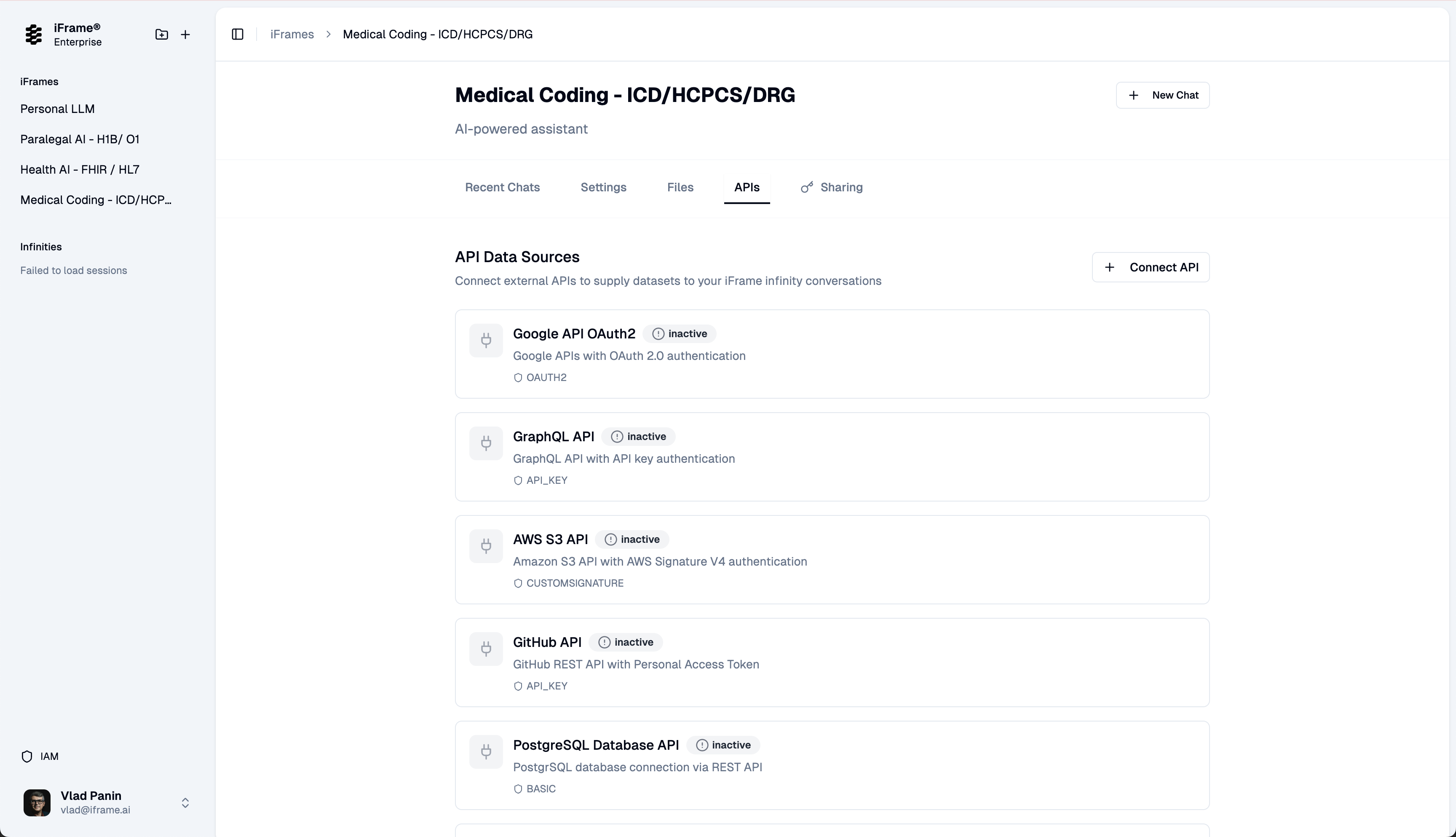 iFrame Web Application - Data Sources Connection