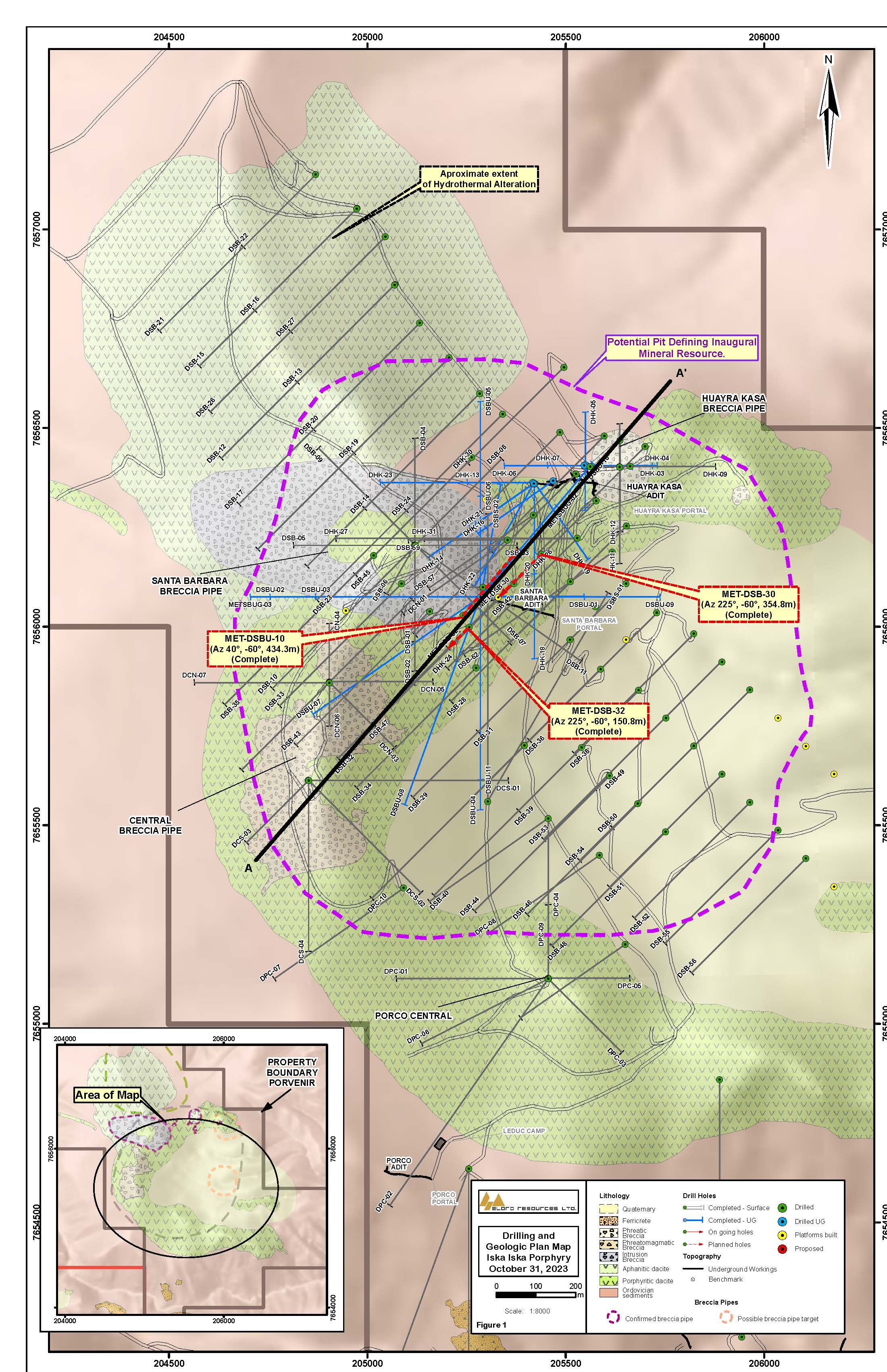 Location Map of Metallurgical Drill Holes