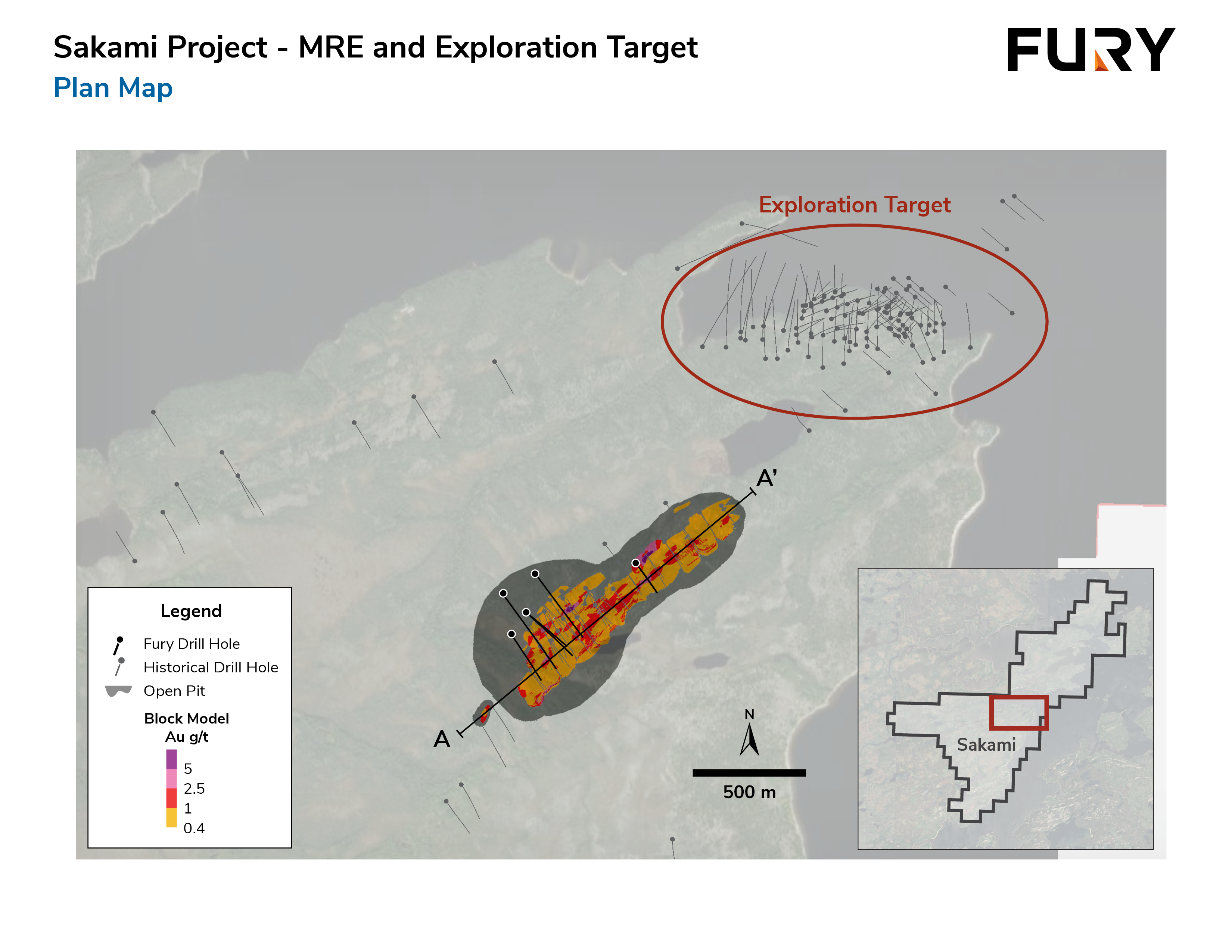Figure 2: Sakami Initial MRE and Location of Exploration Target