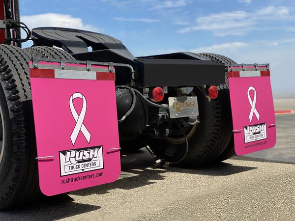 Rush Truck Centers limited-edition mudflaps for Breast Cancer Awareness Month