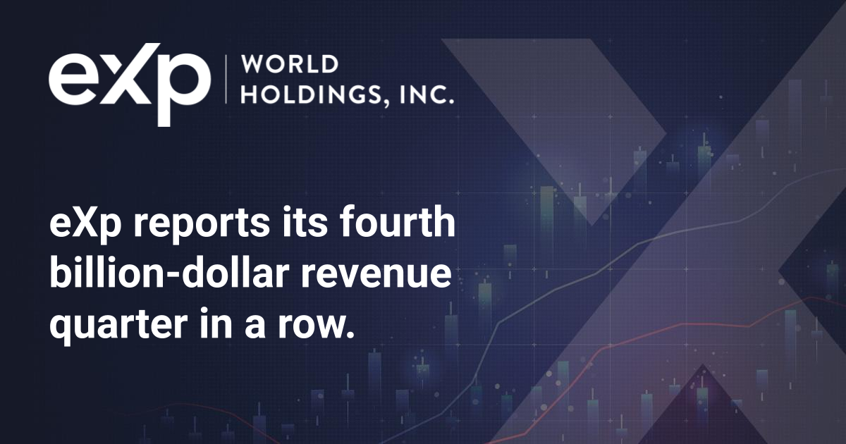 eXp reports its fourth billion-dollar revenue quarter in a row.